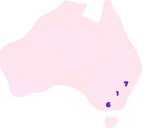 Map of Australia with numbers showing how many privacy jobs are offered in Sydney, Melbourne, and Canberra