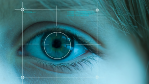 Biometric print of a school girl's iris
